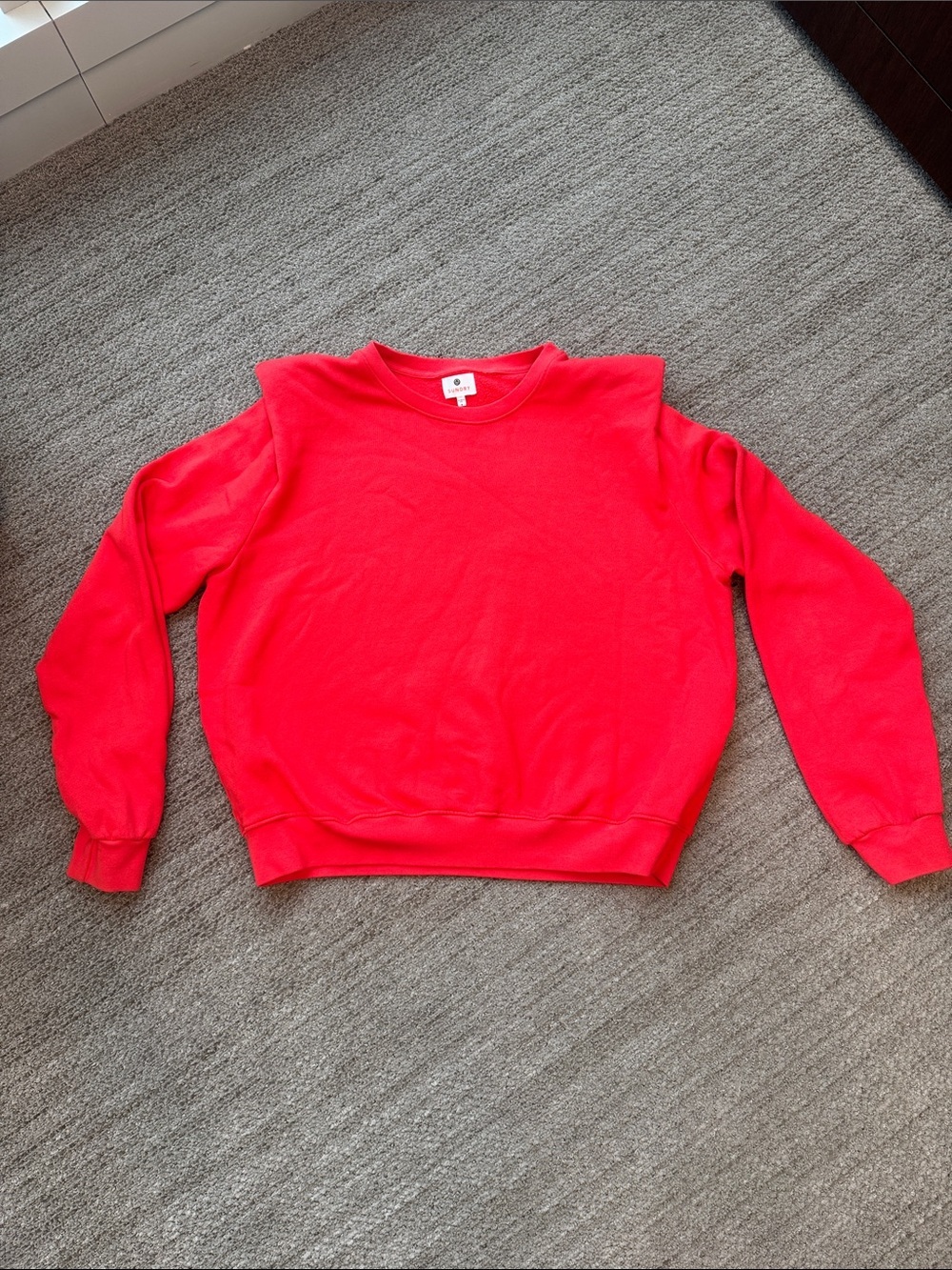 Anthropologie Sundry Red Padded Crewneck Pullover Sweatshirt Size 4